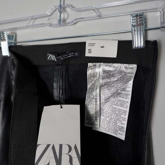 Zara High-Rise Faux Leather Leggings with Front Seams & Side Zip - Picture 7 of 7